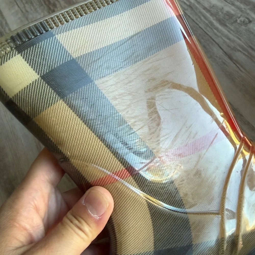Burberry Kids Haymarket Check Rain Boots Beige Made in Italy EU 29/30 US 11/12